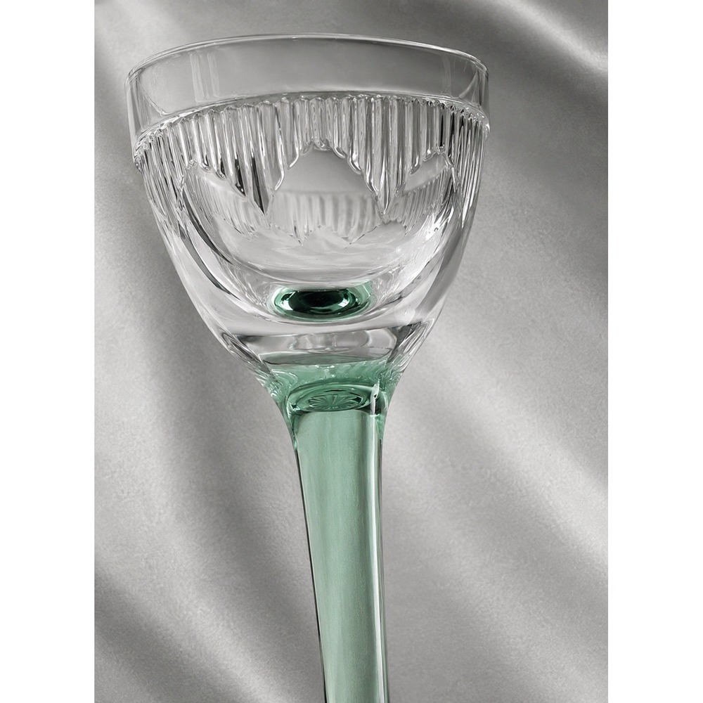 6 Cristal d'Arques Durand Sombrero Margarita Glass Green Stem Cut Crystal 7.5" - Picture 2 of 12